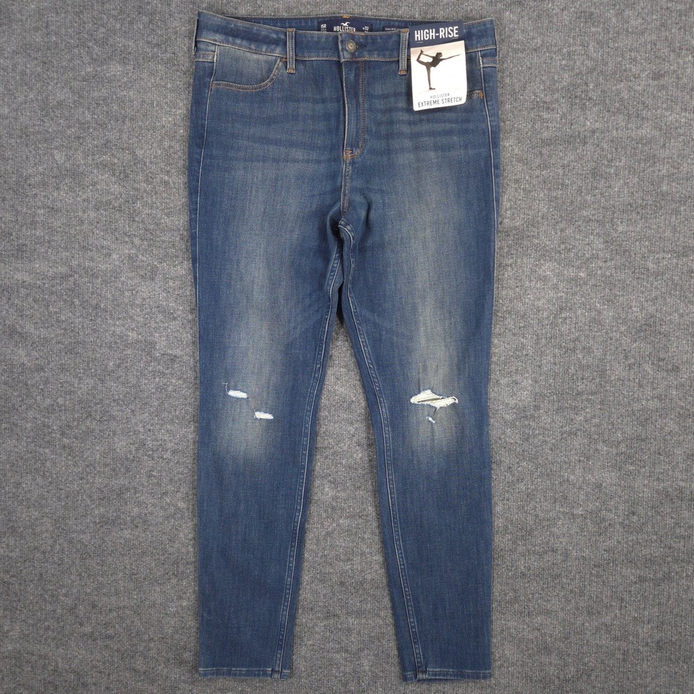 Hollister Jeans Womens 15R Blue High Rise Extreme Skinny Stretch Distressed NEW